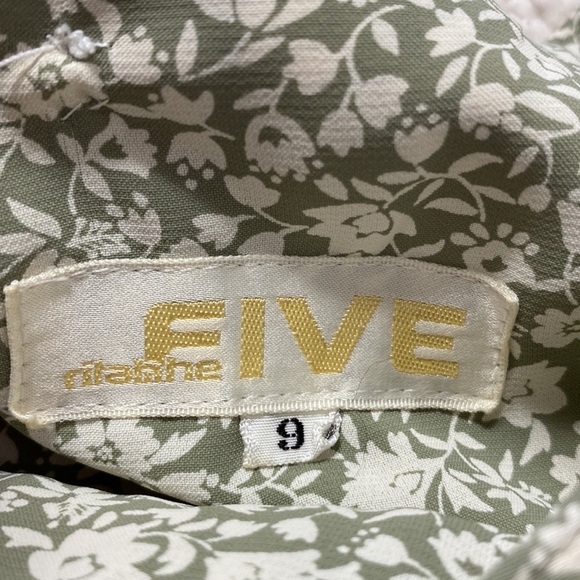 Vintage Sage Green Floral Short Sleeve MIDI Dress Size Medium (9) - Picture 2 of 16